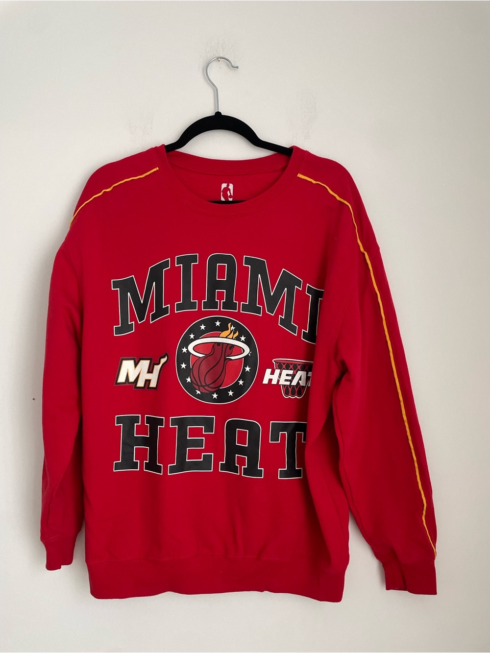 NBA Women’s Miami Heat Red Logo Sweatshirt with Yellow Piping Size XL